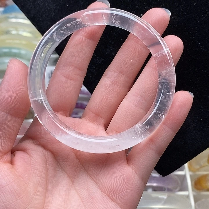 水晶未镶嵌手镯圆条粉水58➕