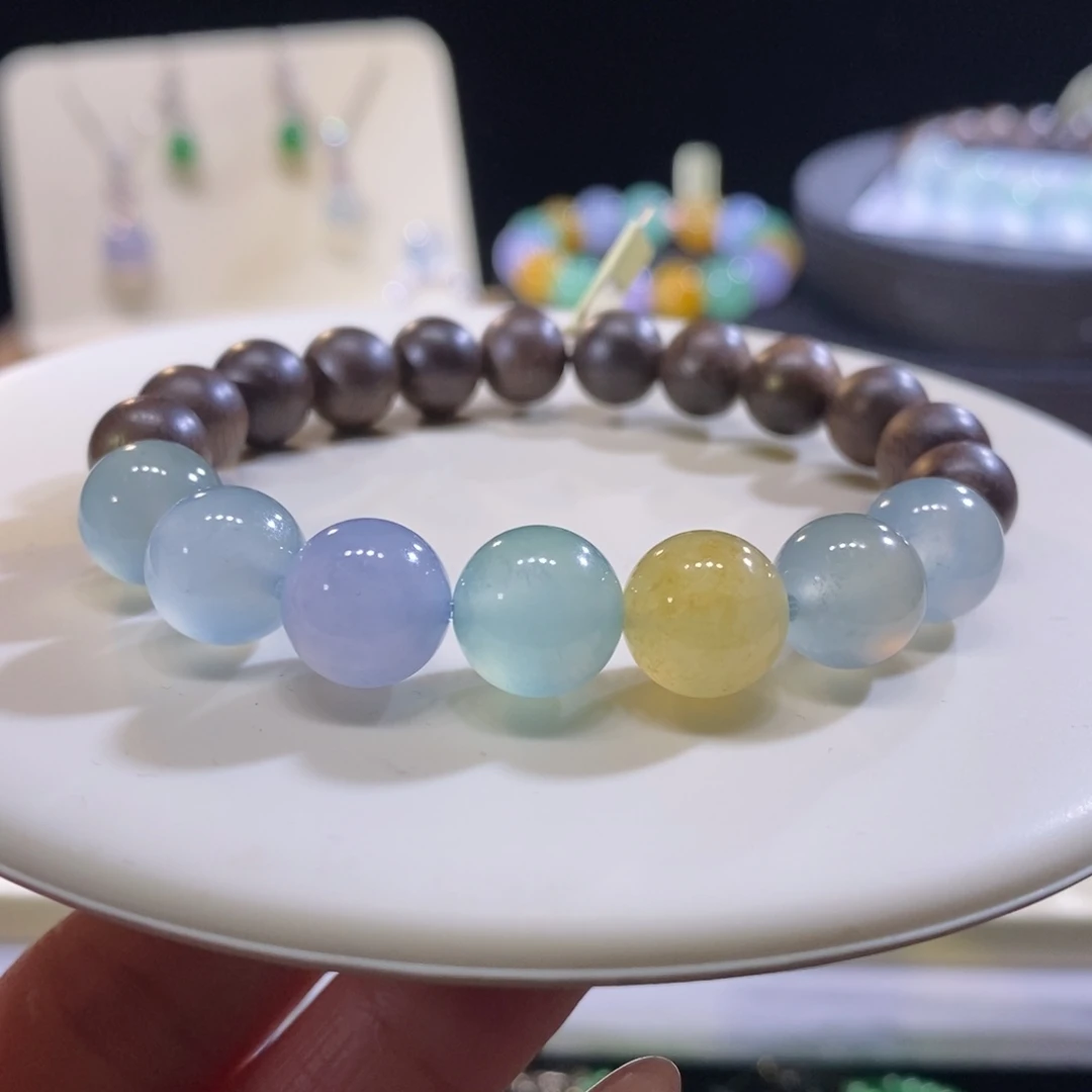 翡翠未镶嵌颈饰翡翠糖果色系手串