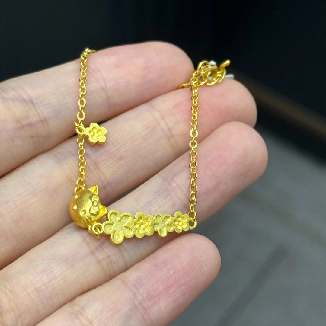 【双12福利77】小花KT猫手链 足金999