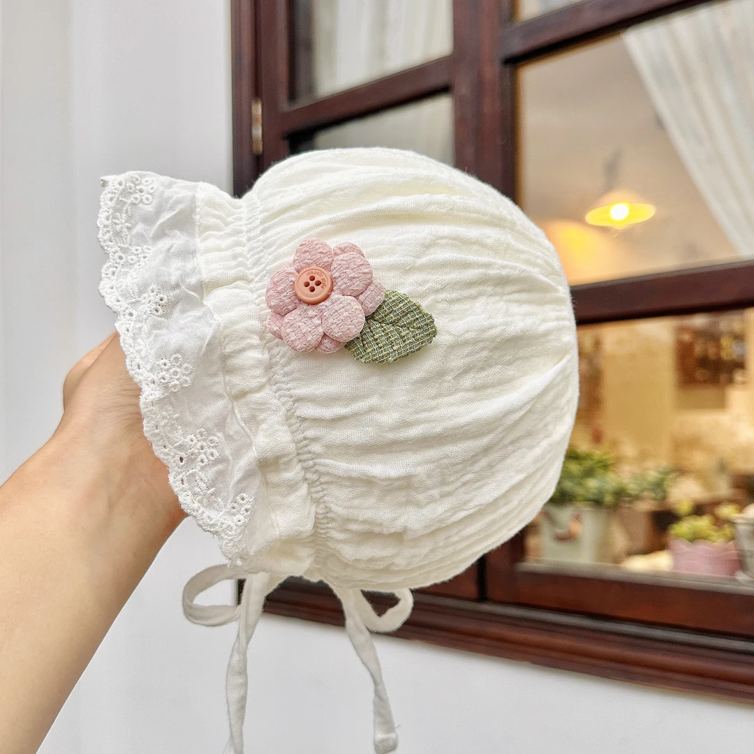 婴儿帽子春夏洋气花边公主新生儿儿童遮阳帽女宝宝宫廷帽薄款秋季