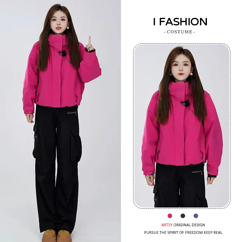 加厚韩版洋气减龄连帽长袖棉服女2025秋冬新款休闲显瘦派克服外套