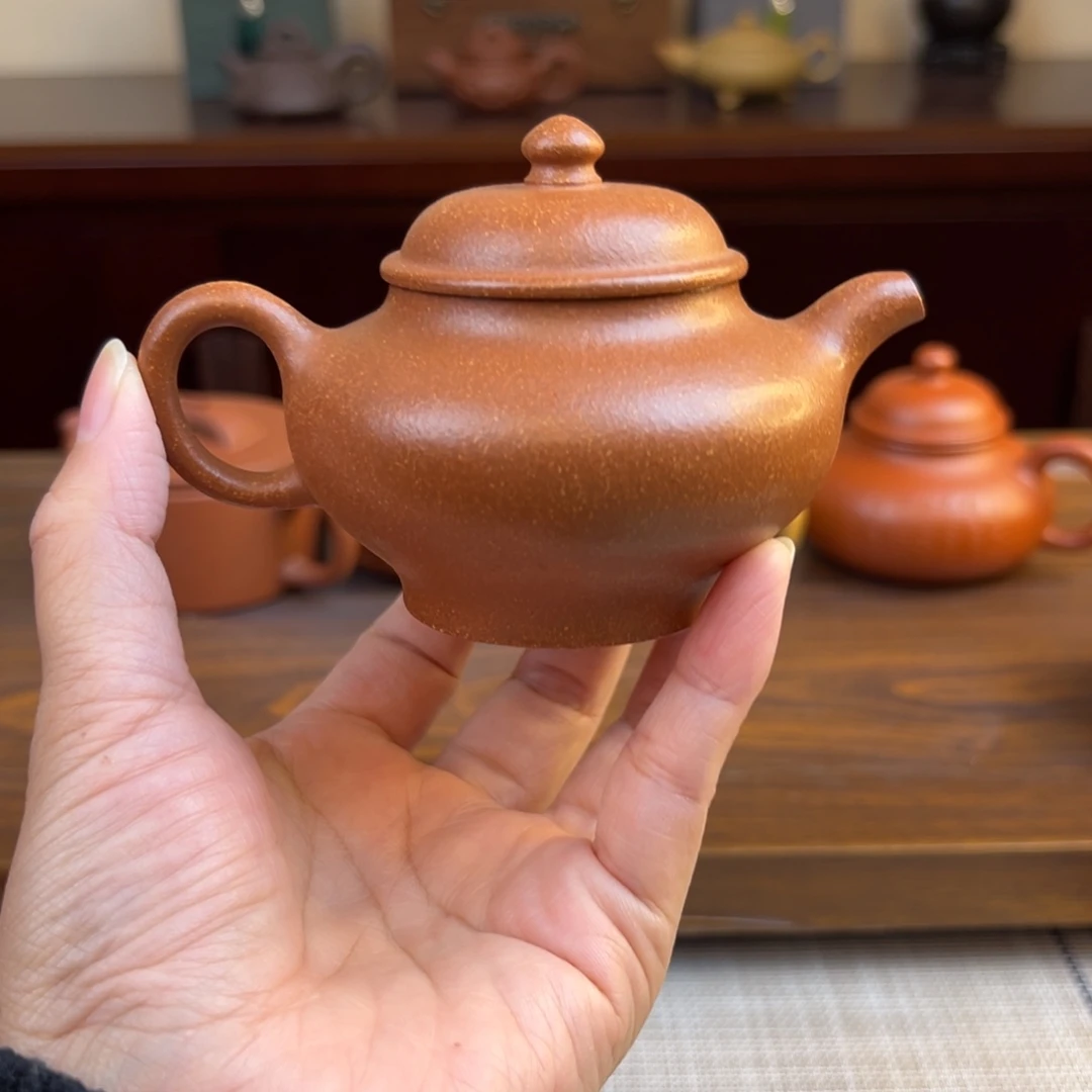 紫砂茶壶黄降坡掇只半手瑕品140cc