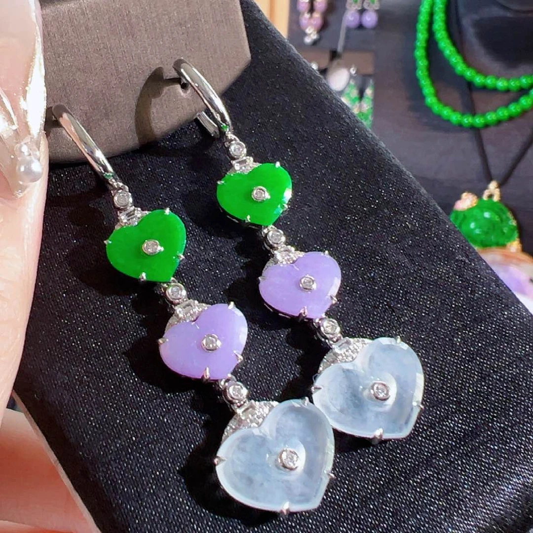 翡翠耳饰18K金镶嵌签收后24小时鉴赏期