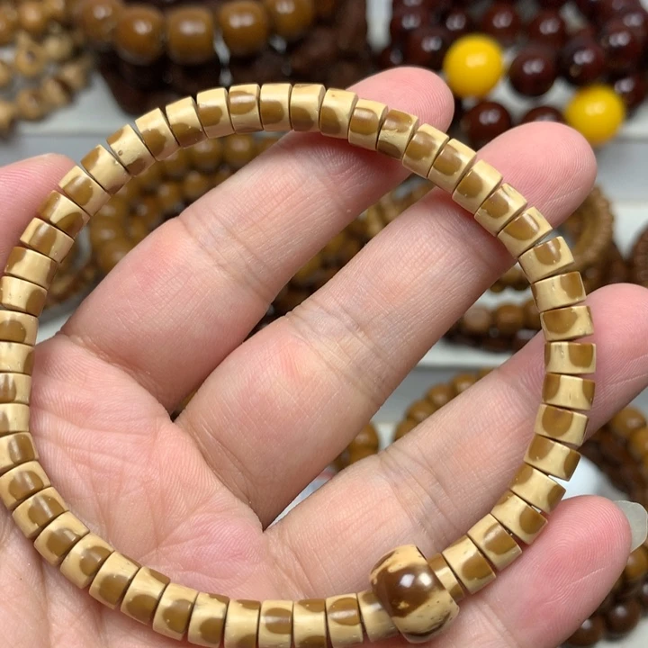 紫金鼠手串6*4mm纯肉实心花皮直切单圈手串