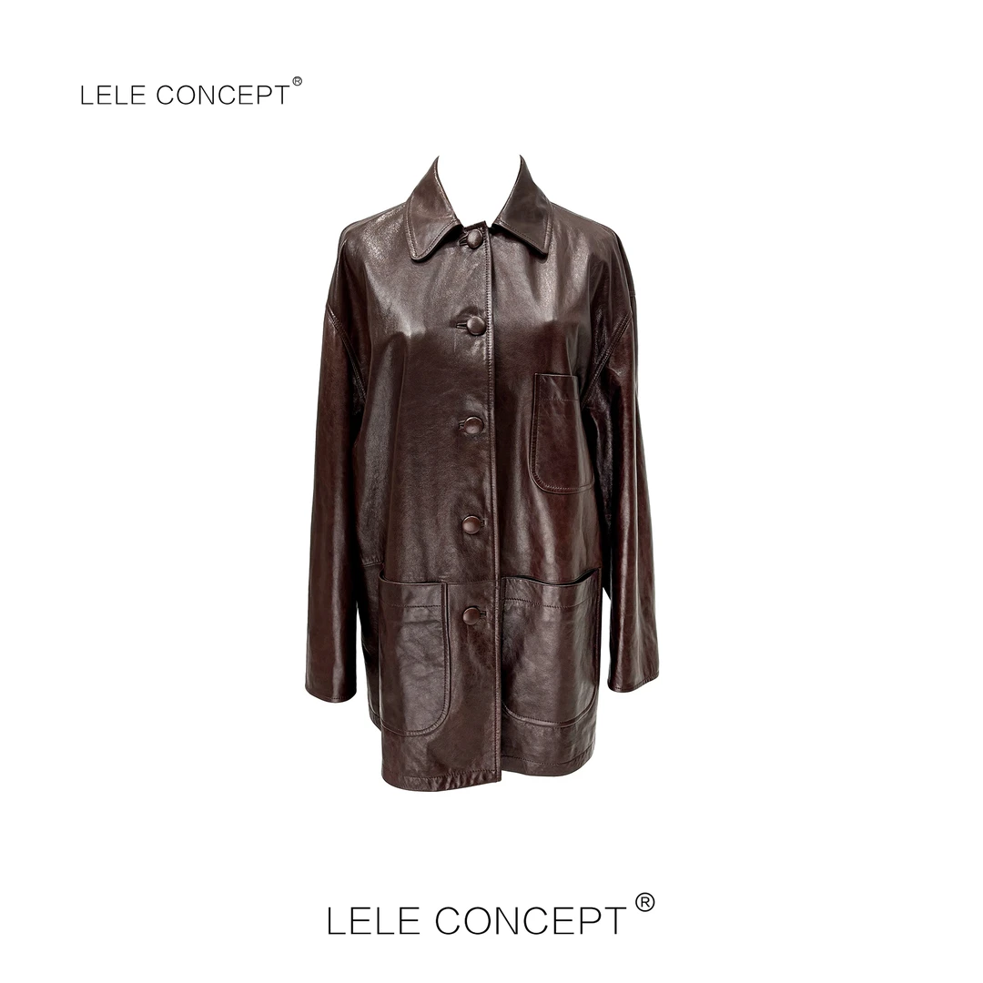 LELE CONCEPT｜三兜翻领皮衣皮西服简约雅丹风P0074