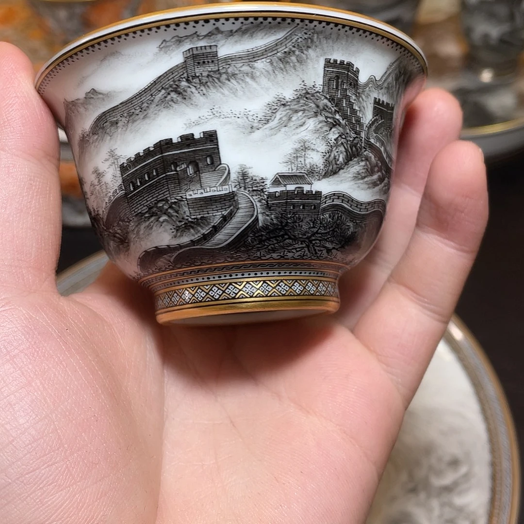 墨彩万里长城压手杯