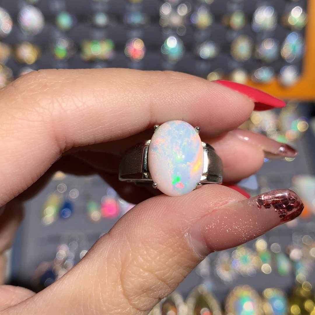 银S925镶嵌欧泊欧泊戒指y