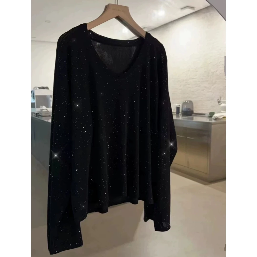 星空小V」好看巨显瘦！天爽亚麻薄款长袖罩衫针织衫女 25春夏新款