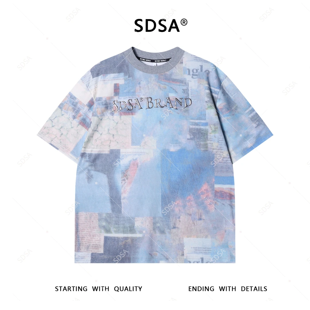 夏季高级感新款男士韩系小众立体字母短袖T恤百搭宽松圆领上衣