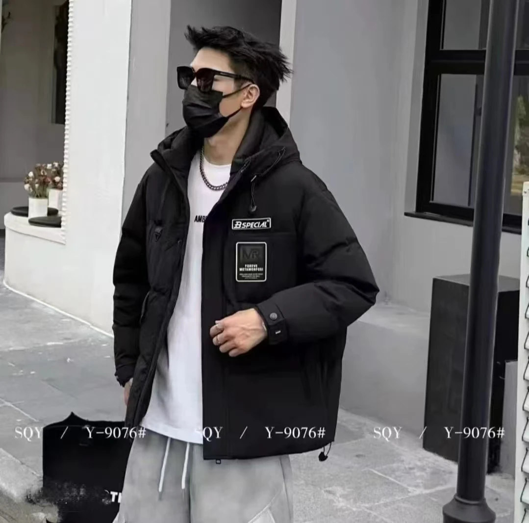 9076黑G-【剪标】冬季休闲时尚保暖百搭情侣连帽外套-非标