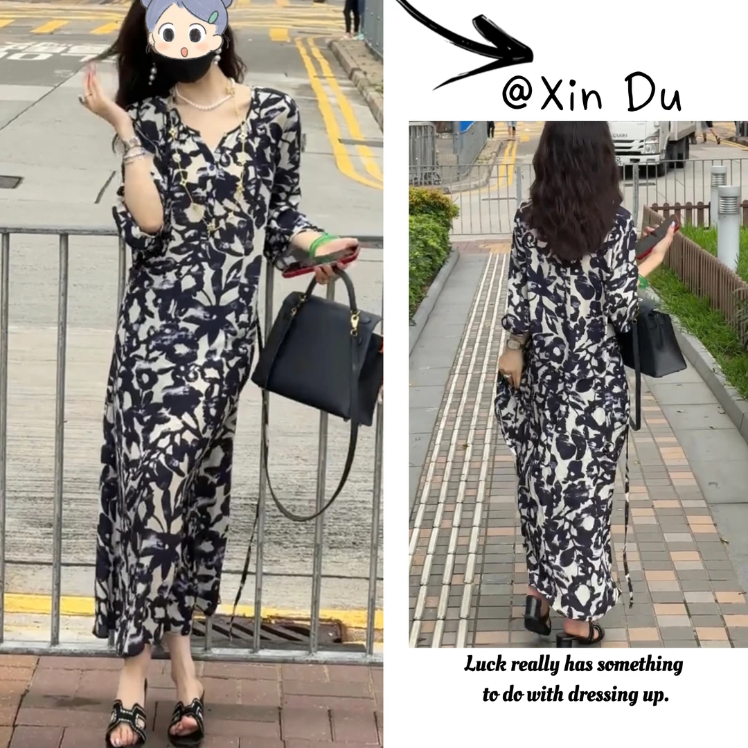 2025夏季新款时尚显瘦气质女士网红洋气连衣裙百搭款D21722