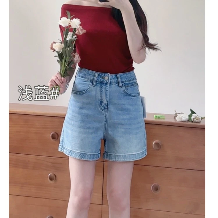 【12919】POUR家 软面料薄款夏季高腰微弹力四分短裤