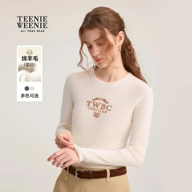 【含绵羊毛】TeenieWeenie小熊毛针织舒适修身打底衫女TTKW254906E