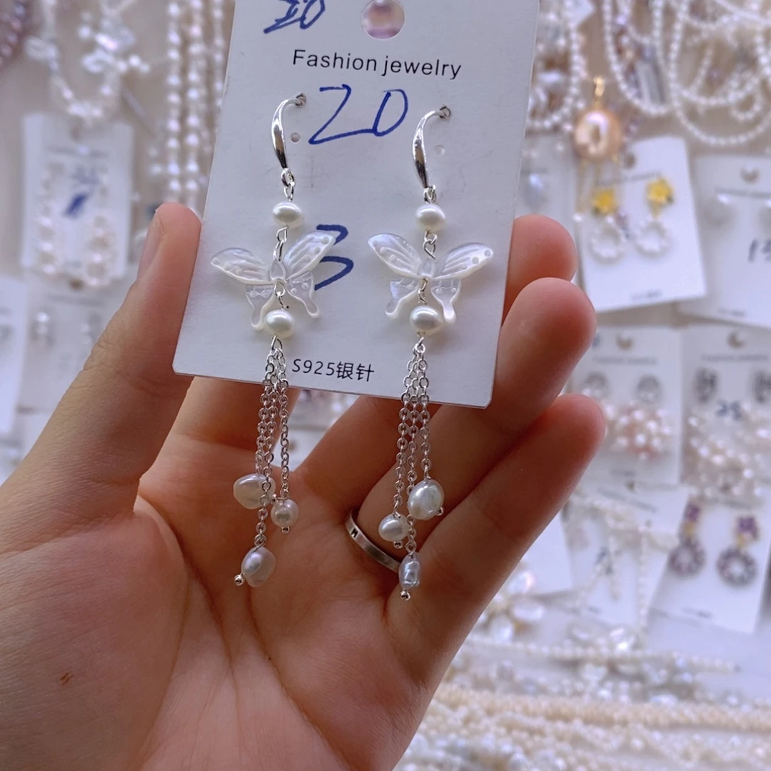 合金淡水珍珠耳钉