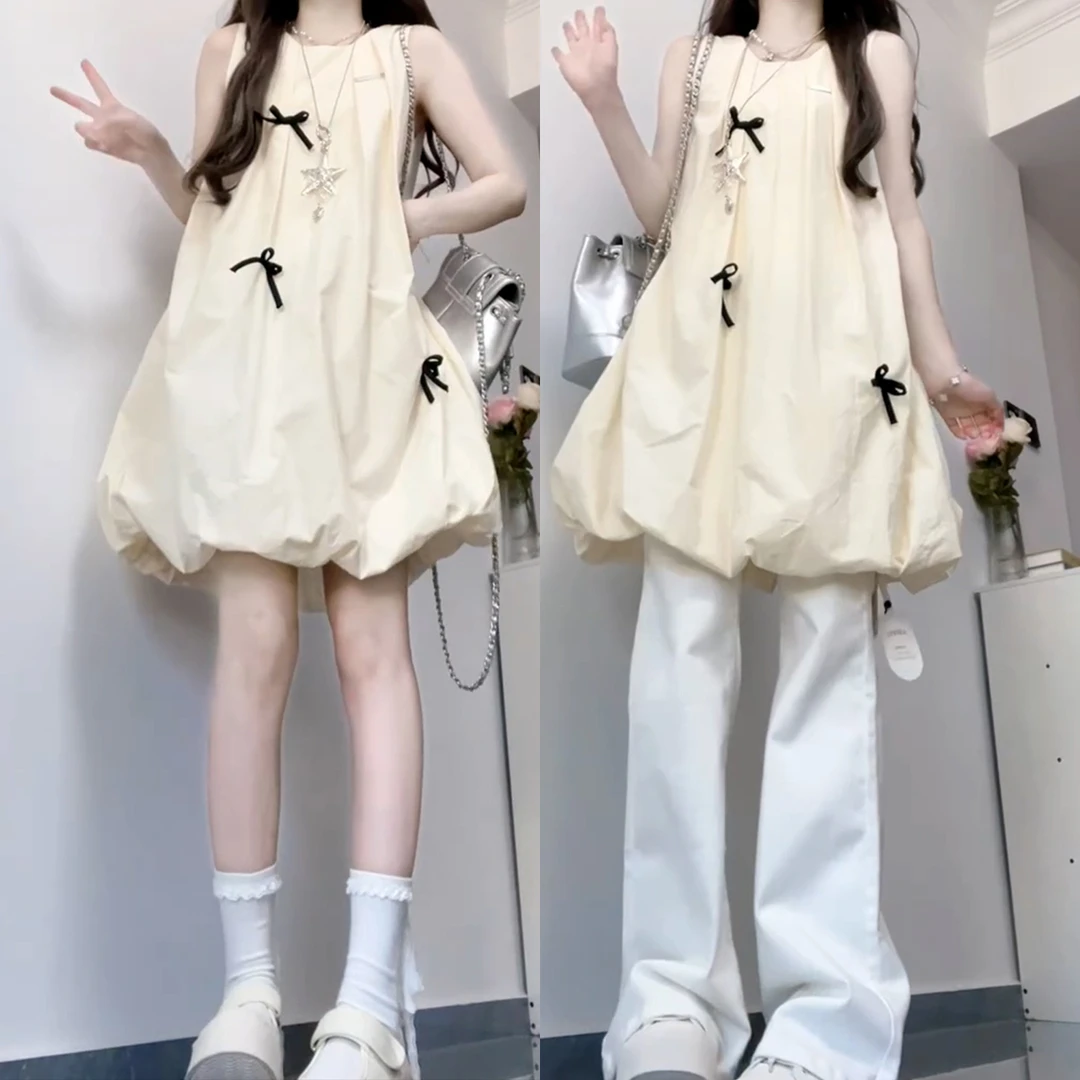 夏季2025新款法式气质无袖背心短裙连衣裙女夏日绝美小裙子花苞裙