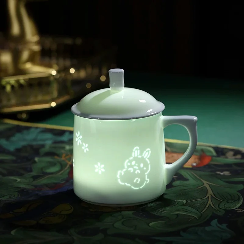 【满辉】景德镇陶瓷杯高档玲珑马克杯高颜值咖啡杯情侣杯家用喝水杯