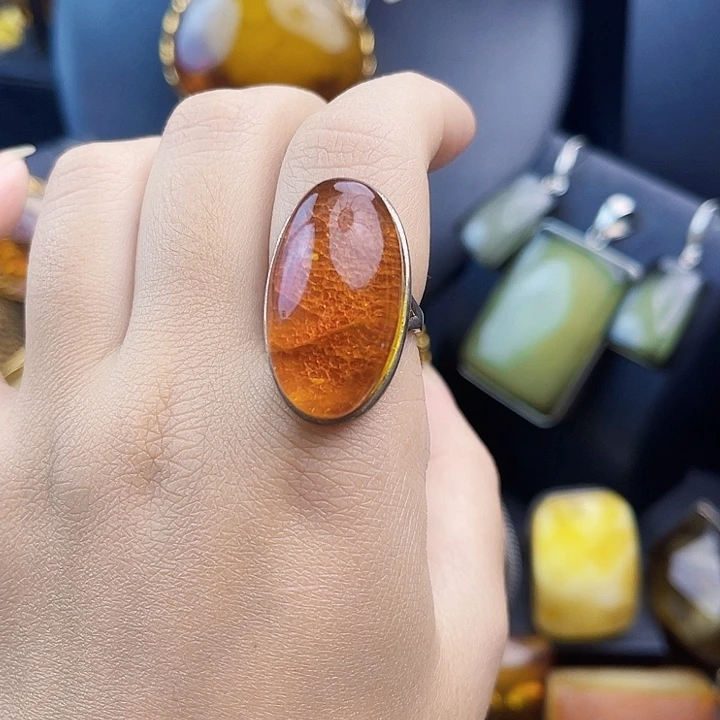 琥珀银S925镶嵌裸石