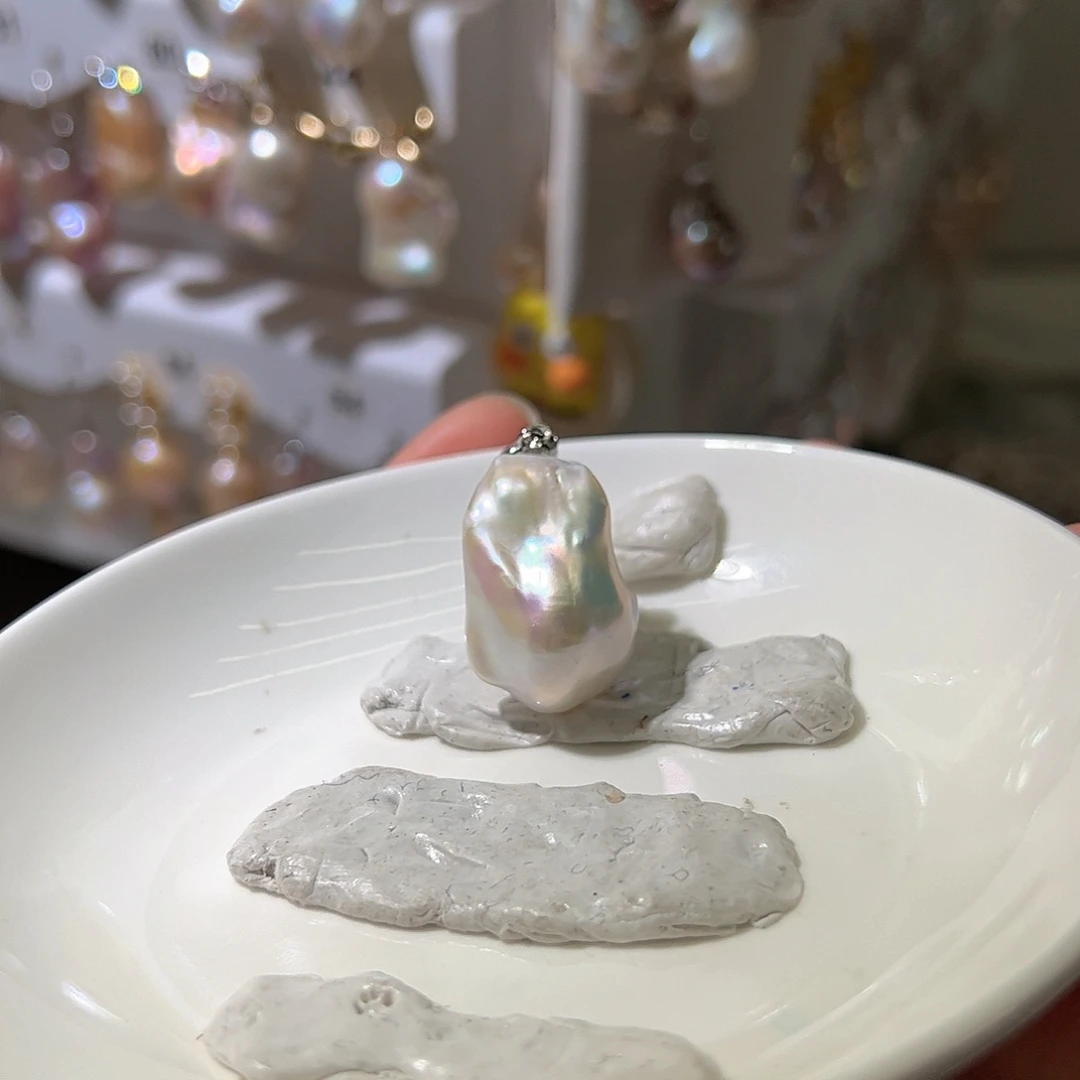 耳饰银S925镶嵌淡水珍珠