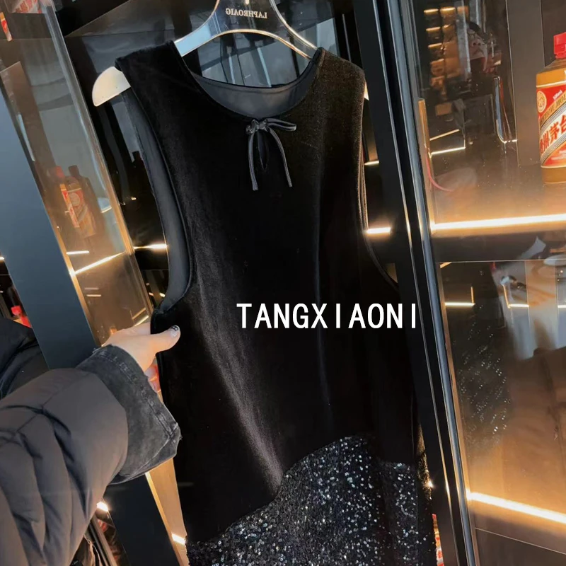 订单【黑系精灵】丝绒亮片背心裙
