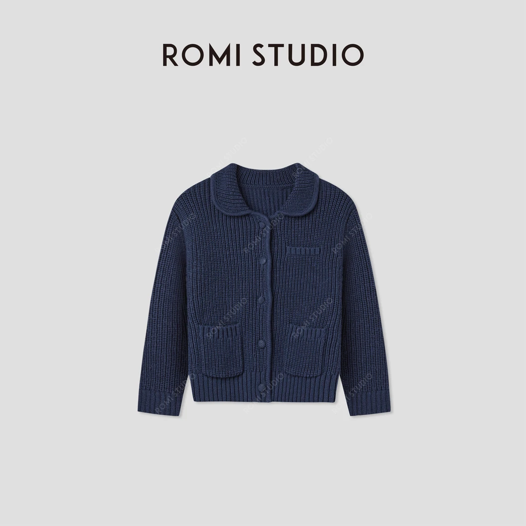 ROMI STUDIO"枫林尽染"棉质挺阔饱满精致娃娃领开衫 RWCAWZ4685