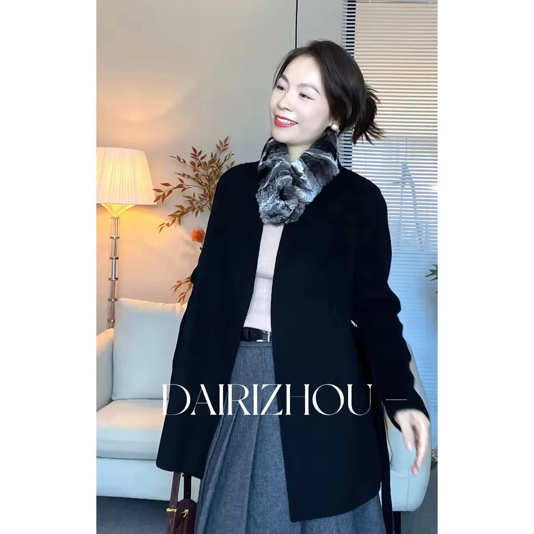 DAIRI ZHOU▪️都柏林日记 10羊绒90高支澳毛黑高质感双面呢大衣