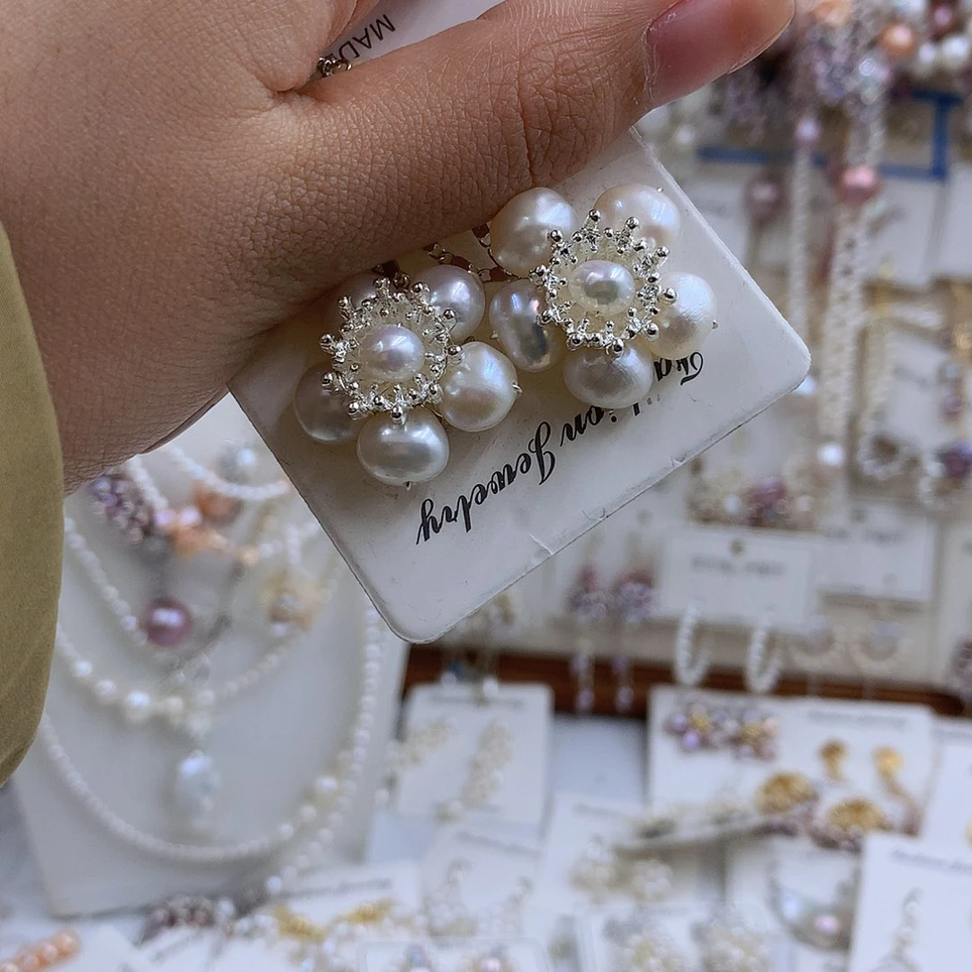 项链银S925镀金镶嵌淡水珍珠