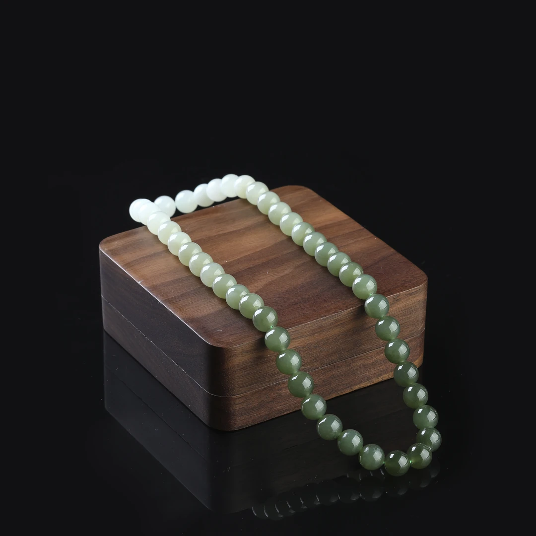 【大国非遗】青海和田玉晴水渐变妈妈项链10mm 35277