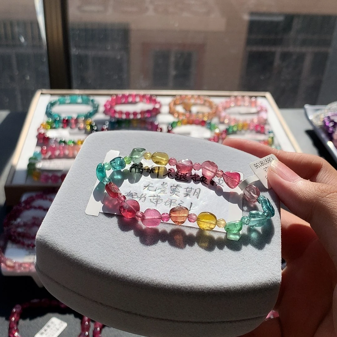 定制碧玺未镶嵌素圈小近体原石随形 福利不退换款