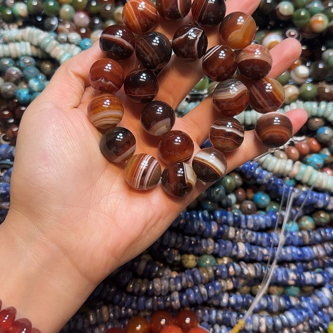 玛瑙/玉髓合金珠宝半成品18mm蚕丝玛瑙一条