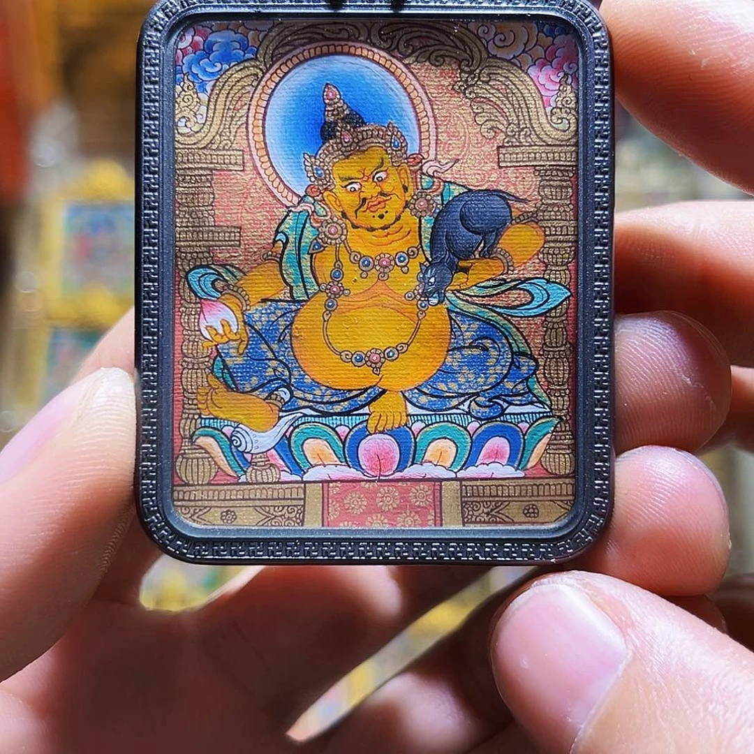 吊坠青海热贡纯手绘黄财