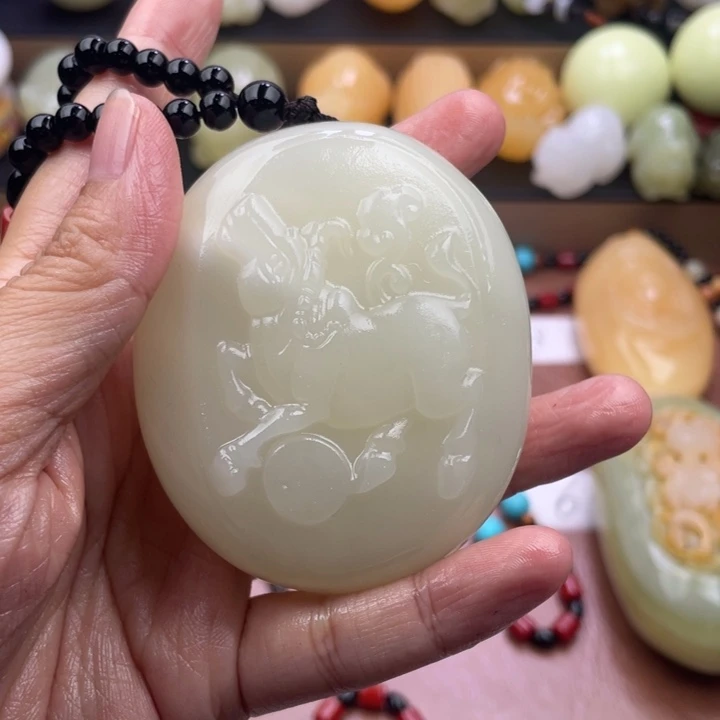珩***赪石材天然古青石手把件