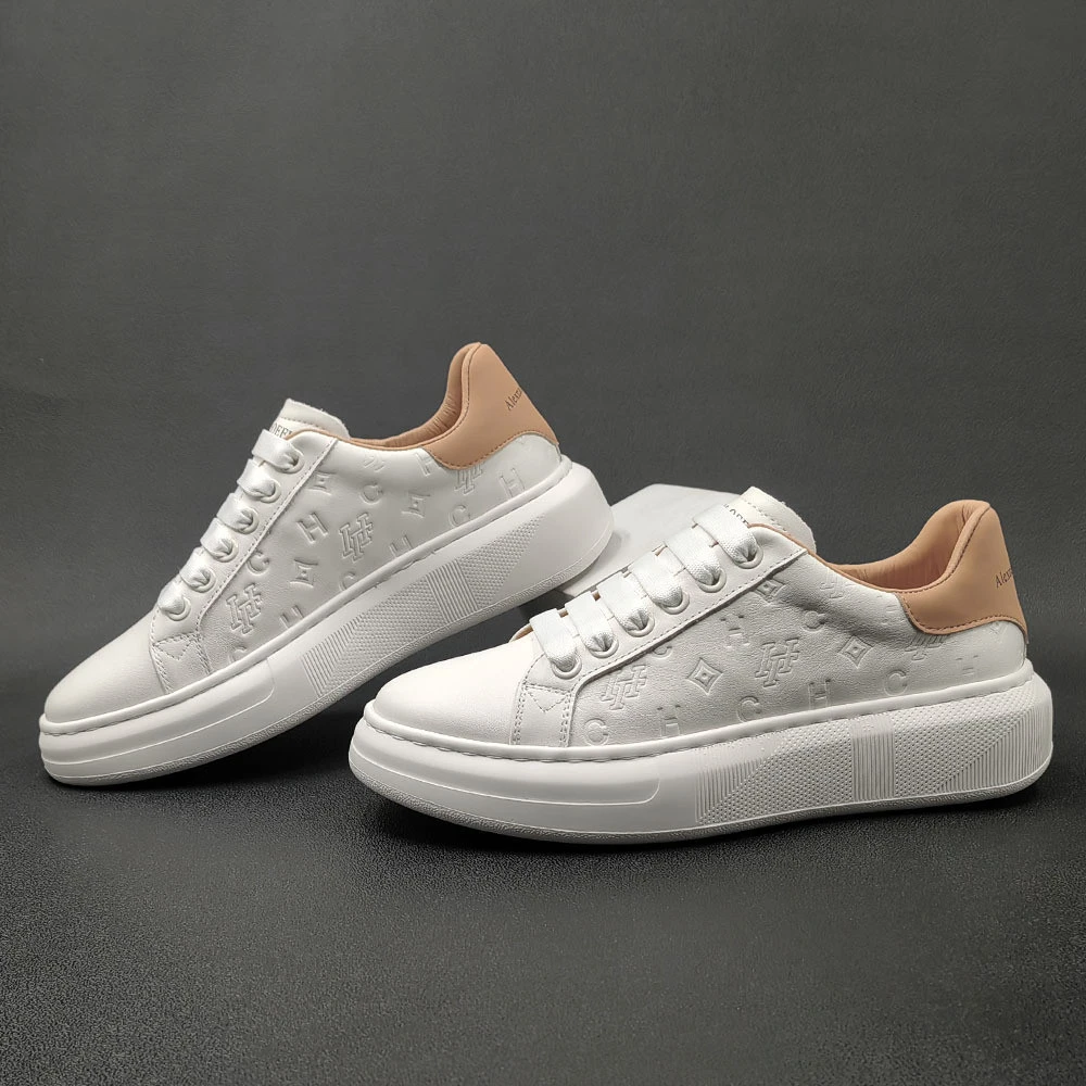 Veselovska男士头层白鞋板鞋男款潮牌小白真皮真皮男鞋头层德比鞋