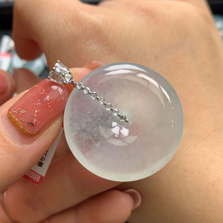 翡翠颈饰18K金镶嵌要****阿翡翠32.5-6