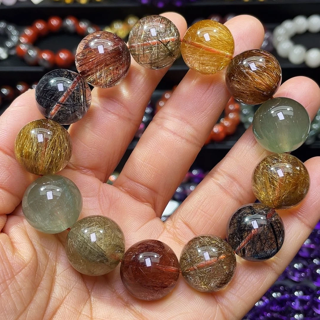 水晶未镶嵌手链彩发晶