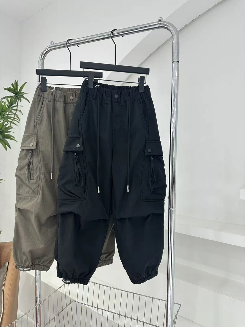 2025冬款加绒一体绒男大童潮酷韩系加厚宽松立体口袋百搭工装裤