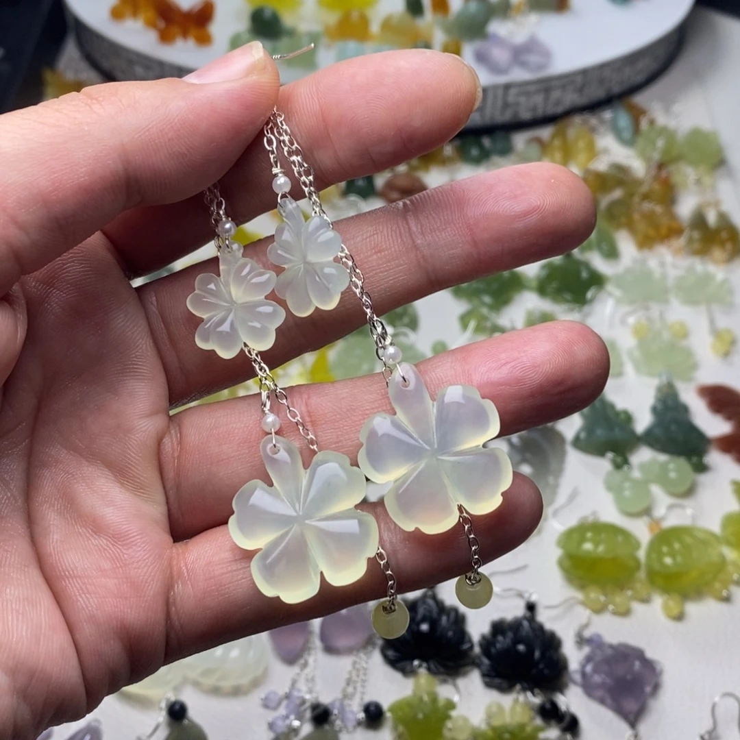 蛇纹石玉合金耳饰/颈饰