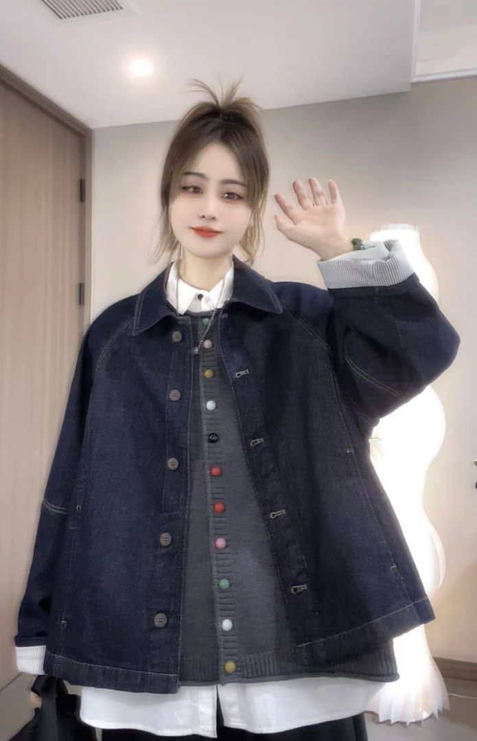 柚柚酱春季新款百搭宽松韩系休闲牛仔外套