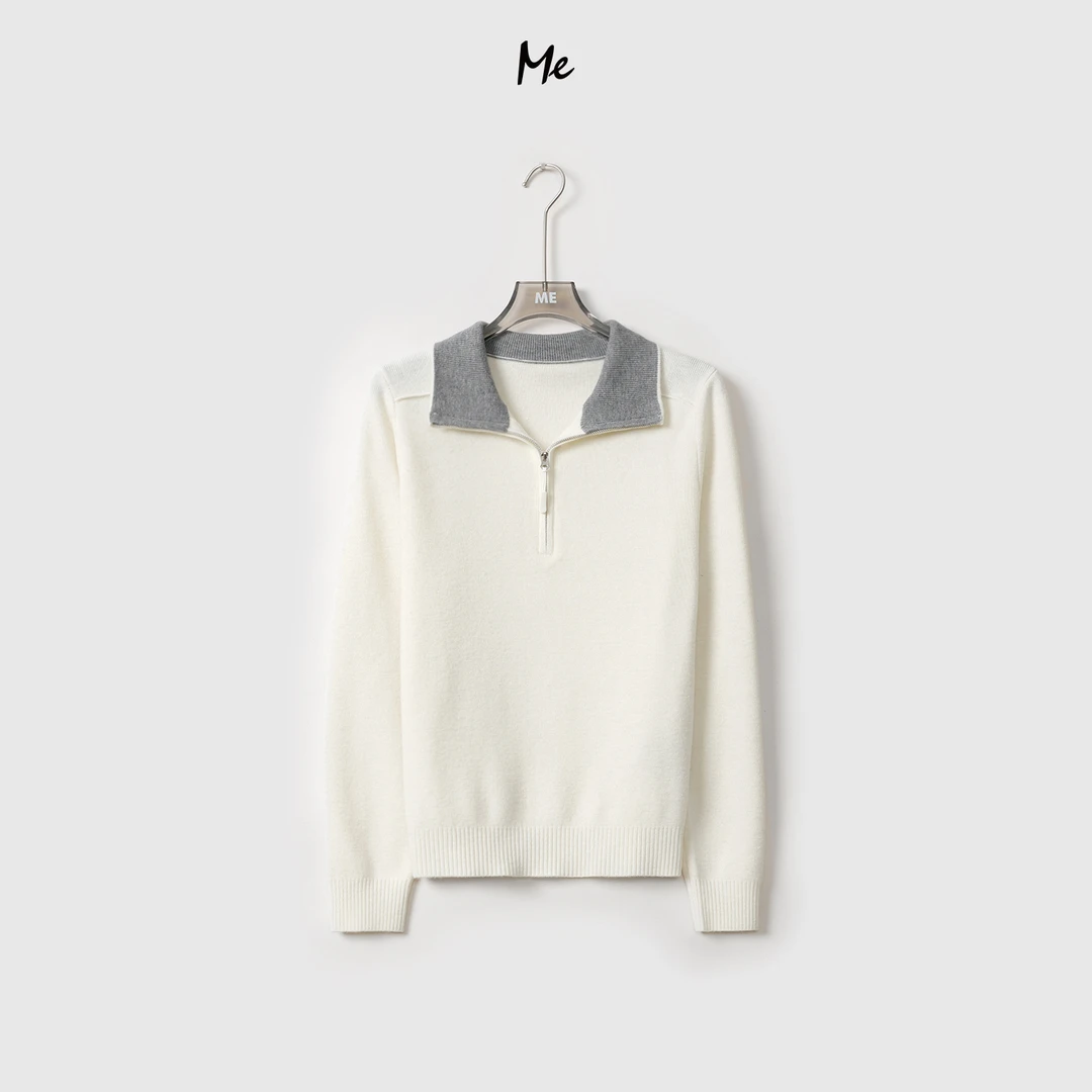 ME【100%绵羊毛半高领polo】锁温云柔松软修身保暖毛衣MEQA4822