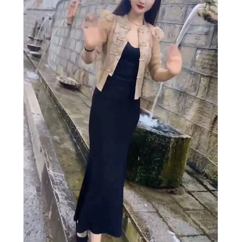 大爱美依缘2025夏季新款新中式盘扣外套搭配长款连衣裙女潮显瘦气