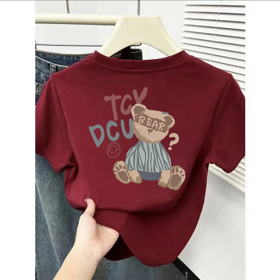 B229前后面印花重磅纯棉宽松字母短袖T恤