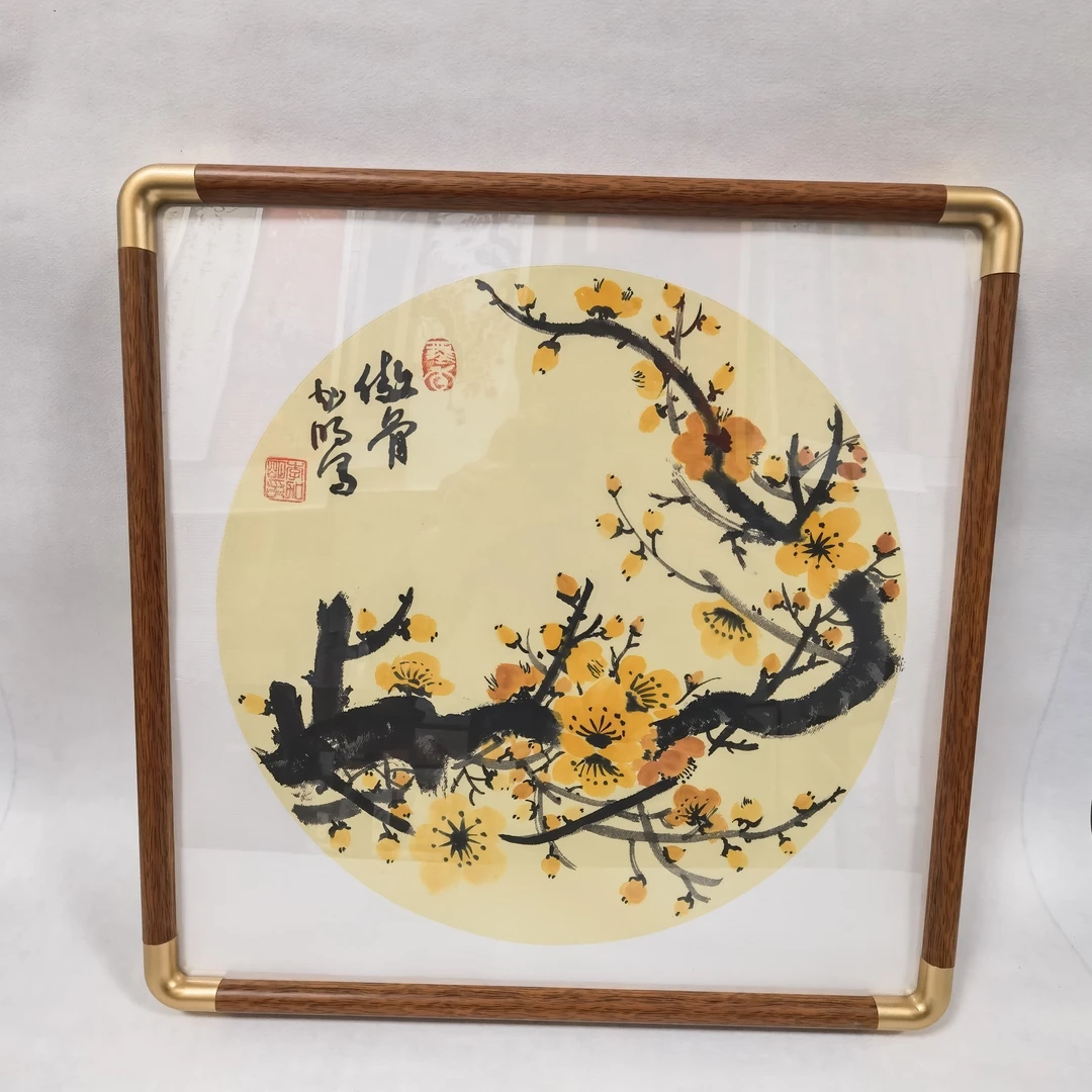 纯手工【梅花】手绘国风国画斗方38*38带框挂画