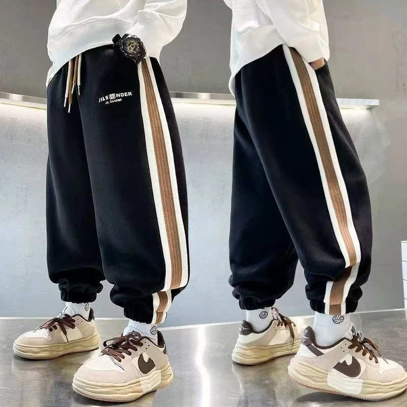 【现货】WK-1968双色加绒 儿童洋气休闲宽松帅气韩版秋冬款卫裤