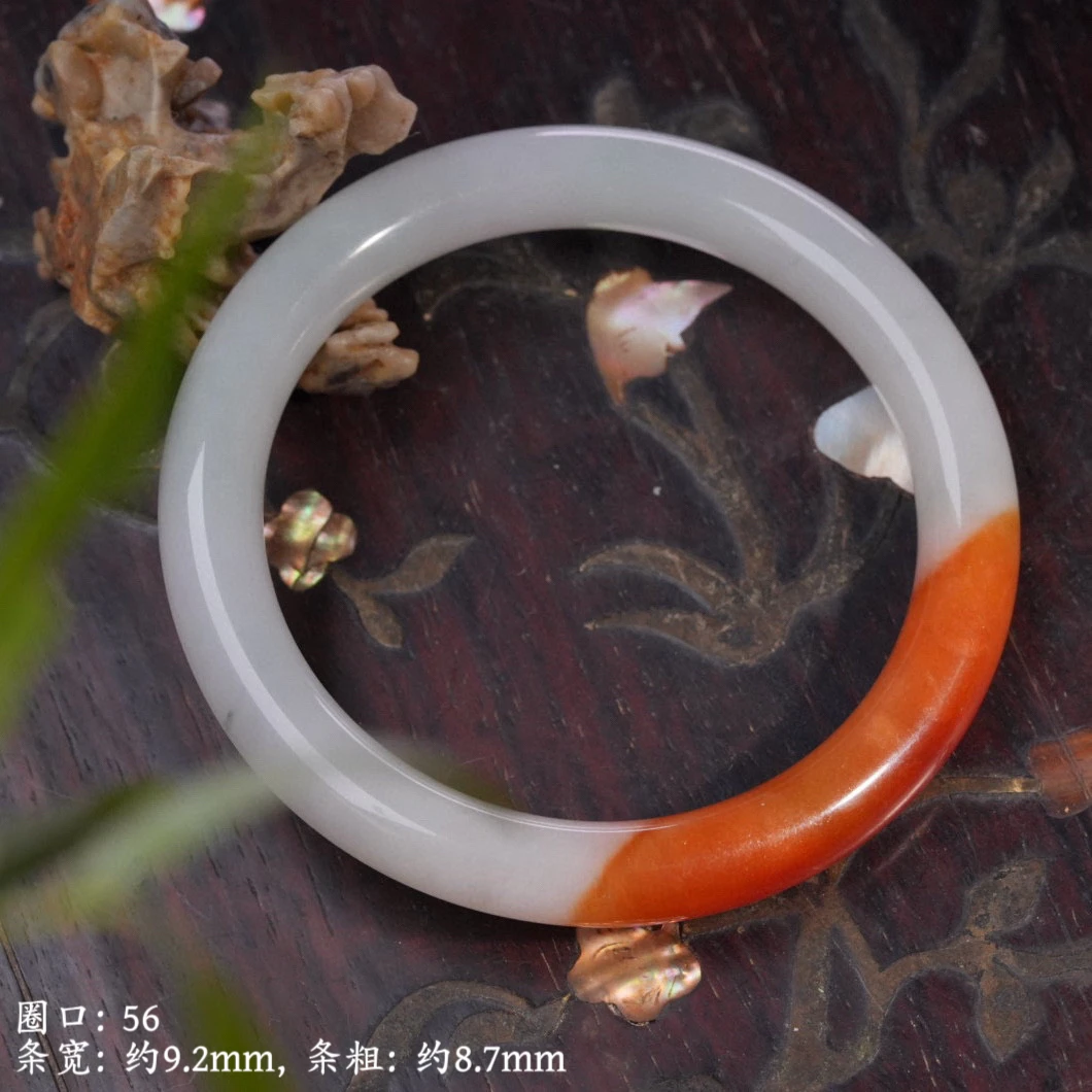 【惜拾妆匣】全品天然缅甸A货 天然细糯红翡翡翠圆条手镯圈口伍拾陆
