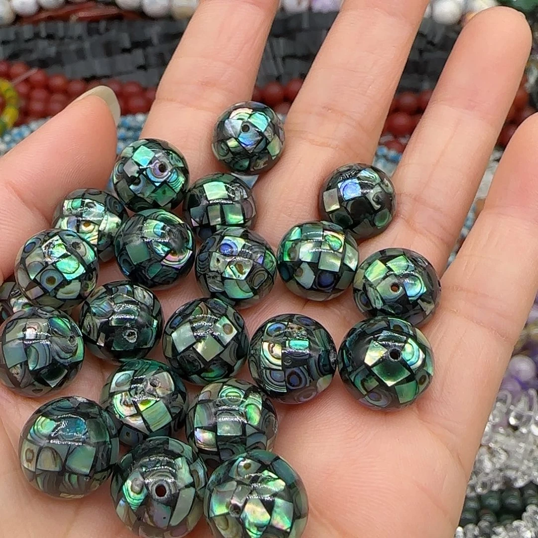 合金玛瑙/玉髓珠宝半成品鲍鱼贝2颗12mm