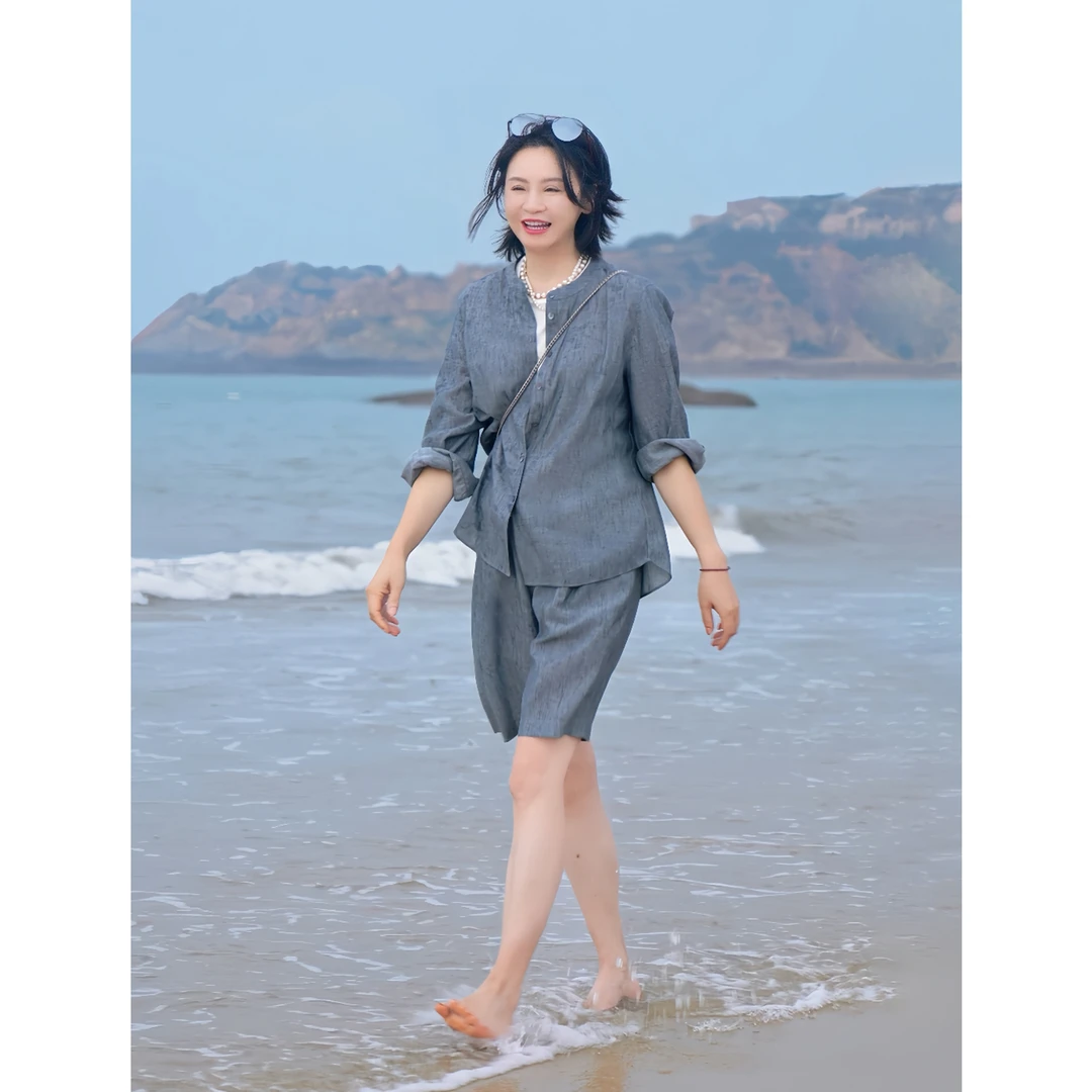 我是摩羯 LP老钱短裤 亚麻莱赛尔后腰松紧短裤