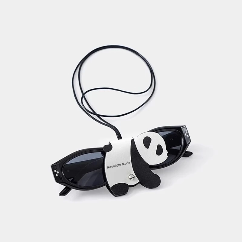 潮流简约可爱熊猫眼镜夹包包挂饰创意眼镜套动物小猫小狗熊猫便捷