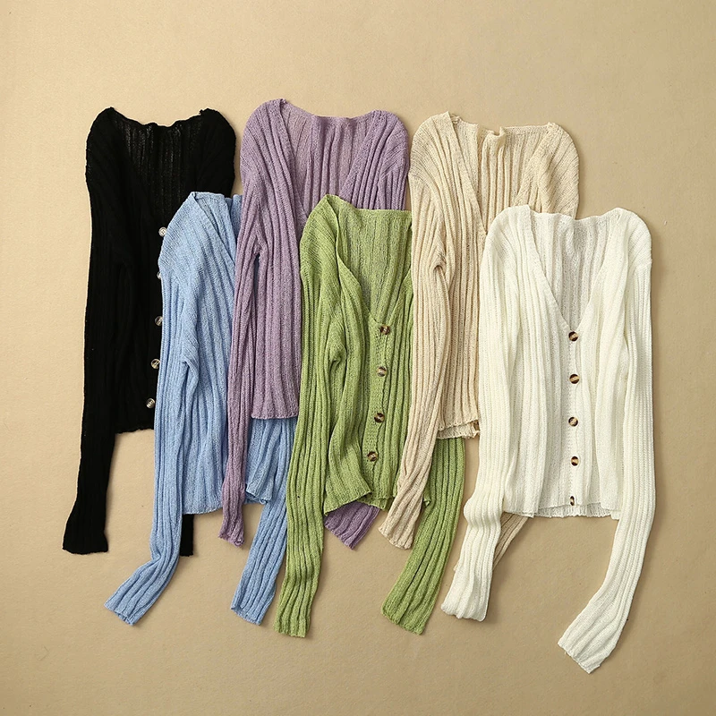 早春爆款春秋时尚百搭领长袖针织短款气质显瘦纯欲慵懒风女装