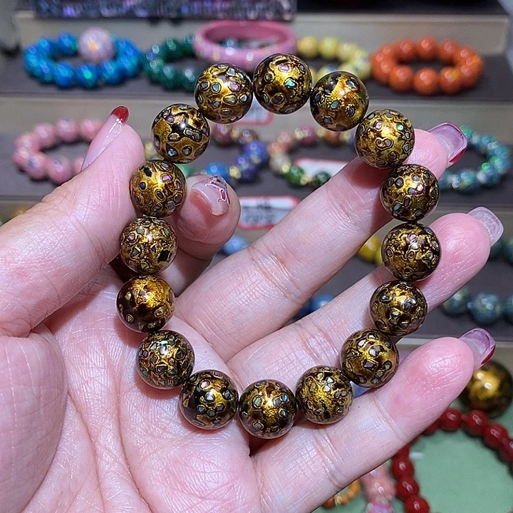 大漆珠1.2黑金螺钿