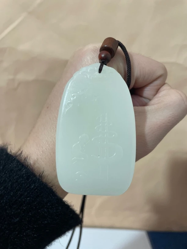 佛牌长方形光面白色吊坠平安牌吊坠男女项链纯白色吊坠