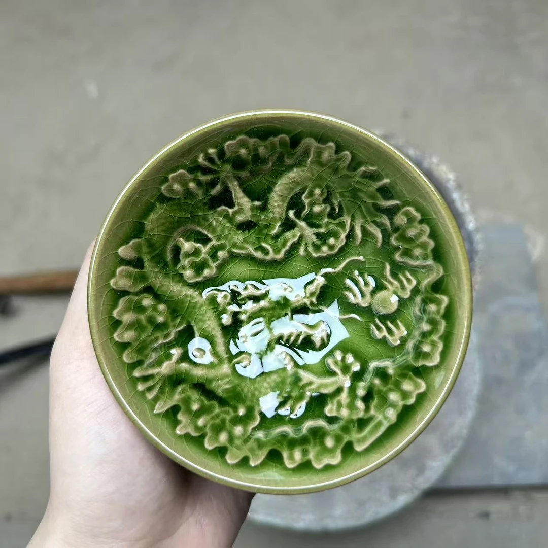 天目瓷主人杯平口雕刻龙